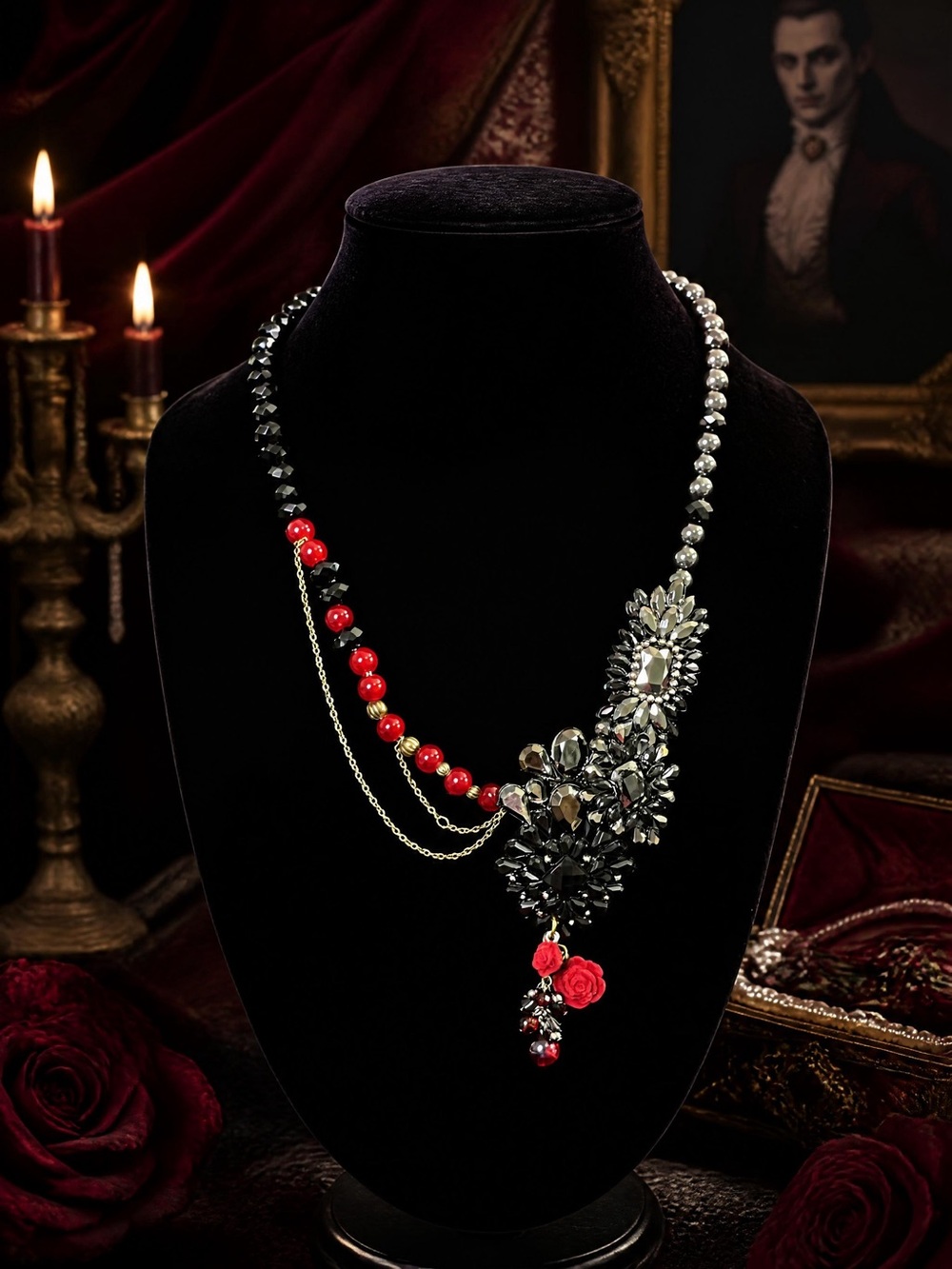 Sovereign Shadow Glass and Chain Statement Necklace